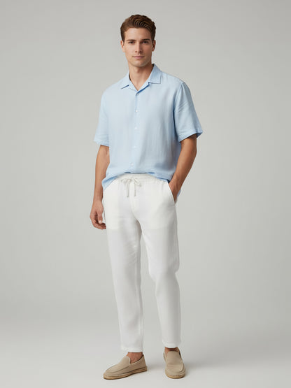 Celio* Men White Solid Relaxed Fit Cotton Trousers
