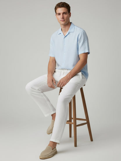 Celio* Men White Solid Relaxed Fit Cotton Trousers