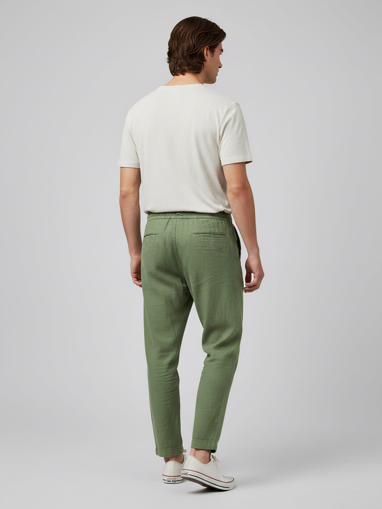 Celio* Men Olive Solid Relaxed Fit Cotton Trousers
