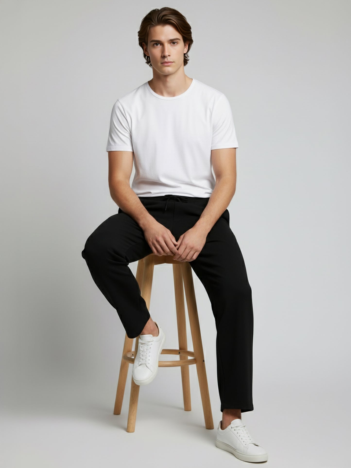 *Celio Men Black Solid Baggy Fit Polyester Trousers