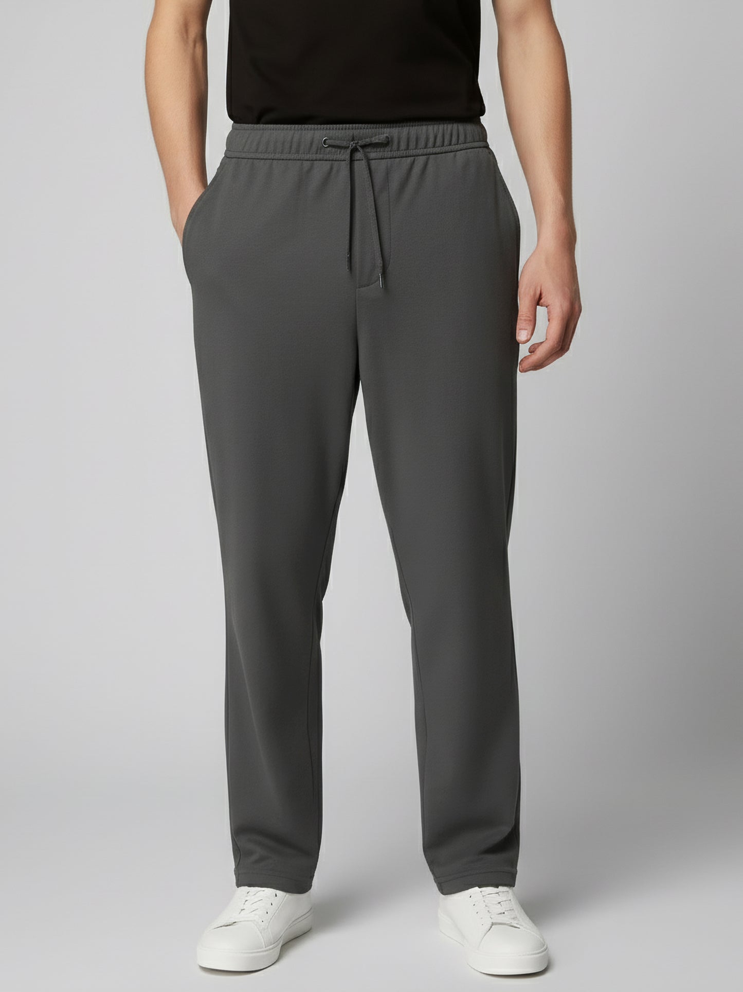 *Celio Men Grey Solid Baggy Fit Polyester Trousers