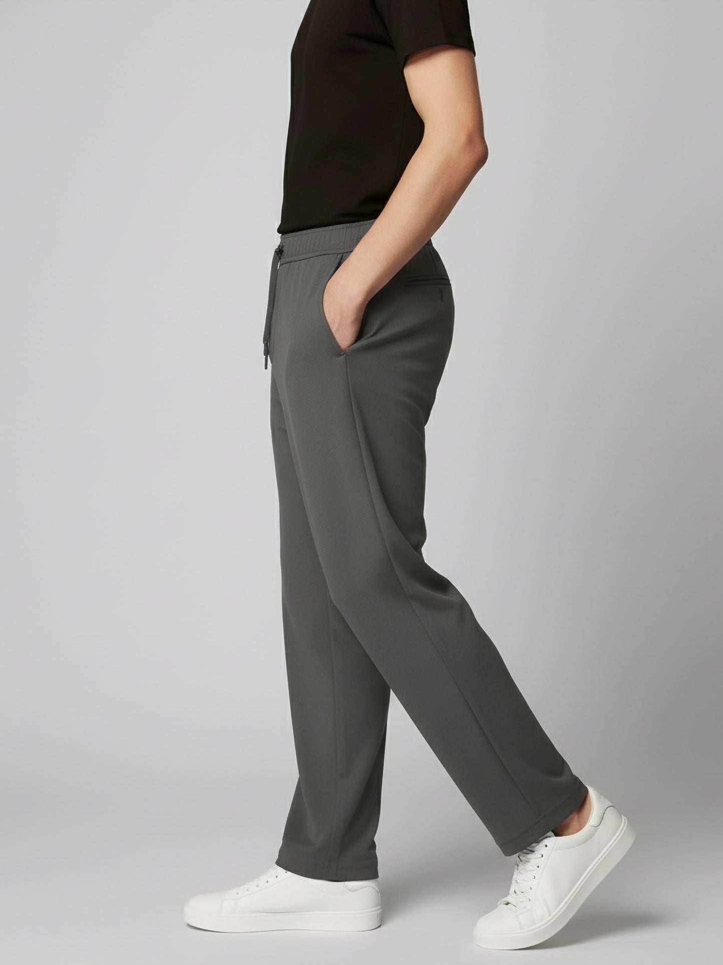 *Celio Men Grey Solid Baggy Fit Polyester Trousers