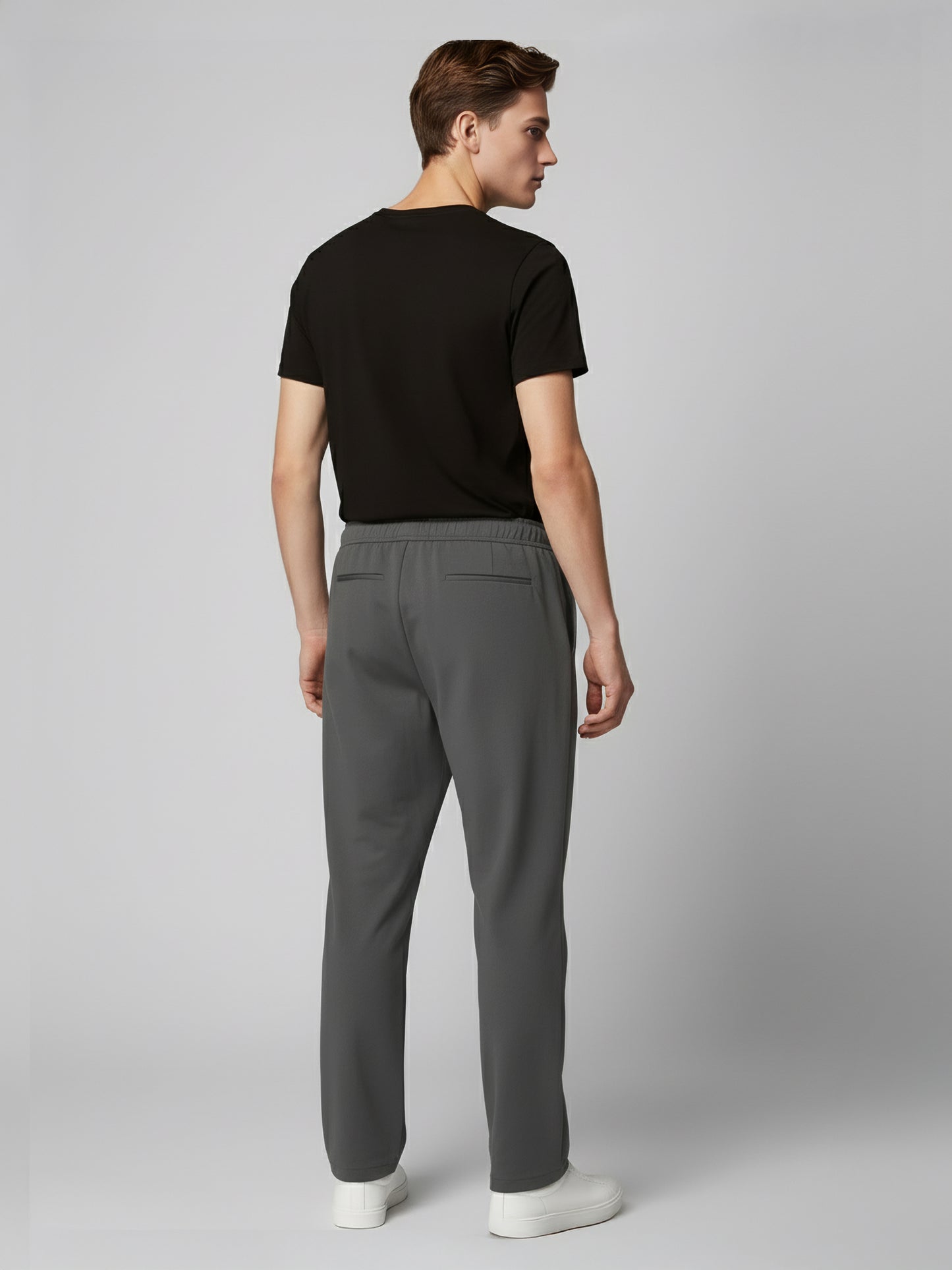 *Celio Men Grey Solid Baggy Fit Polyester Trousers