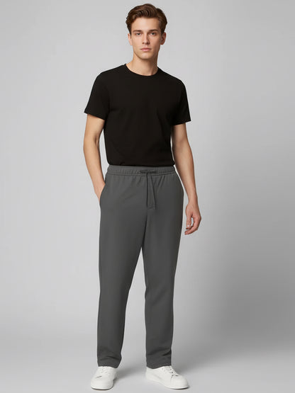 *Celio Men Grey Solid Baggy Fit Polyester Trousers