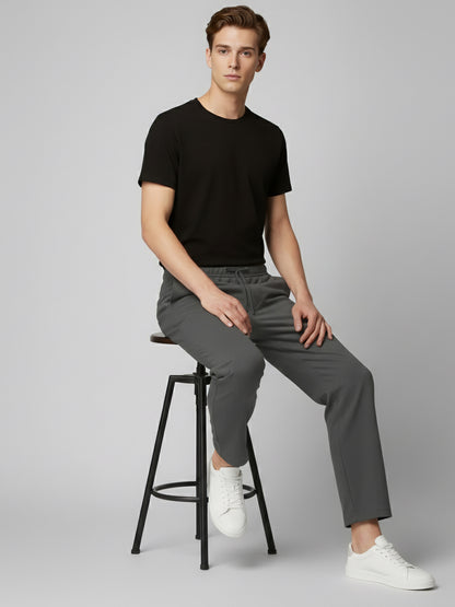 *Celio Men Grey Solid Baggy Fit Polyester Trousers
