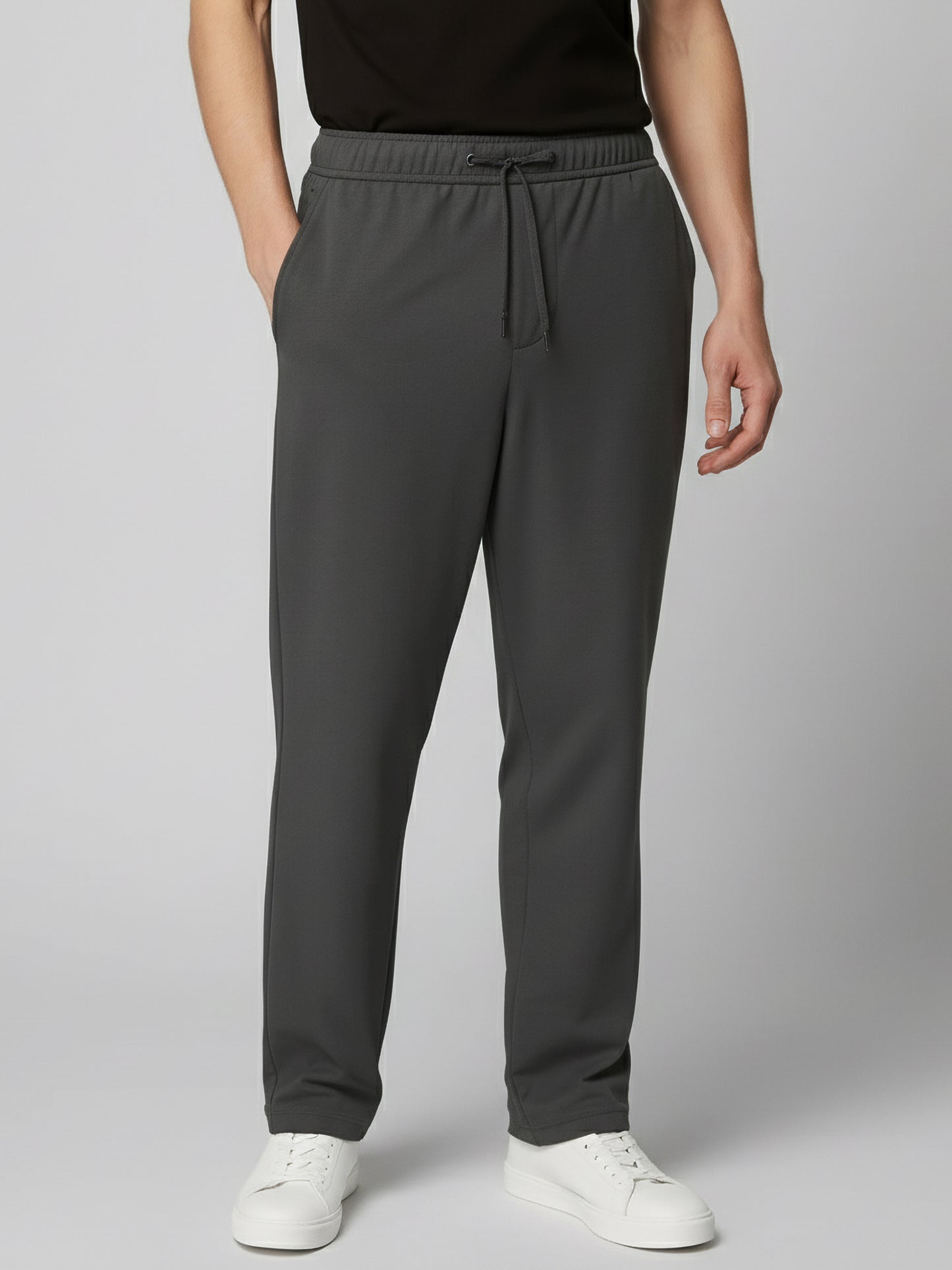 *Celio Men Grey Solid Baggy Fit Polyester Trousers