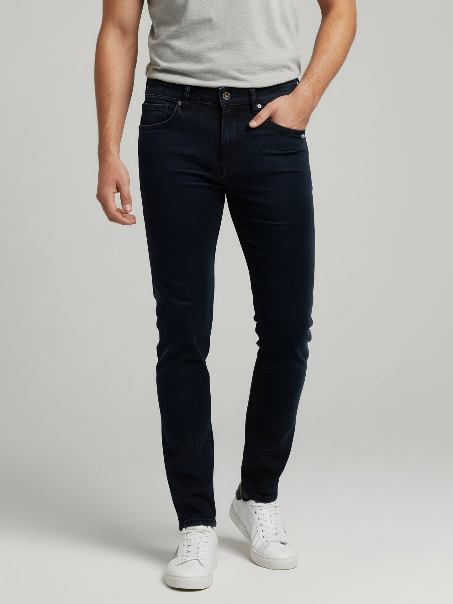 Celio* Men Black Solid Skinny Fit Cotton Jeans