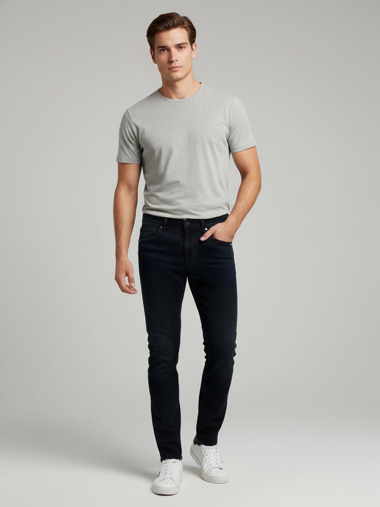 Celio* Men Black Solid Skinny Fit Cotton Jeans