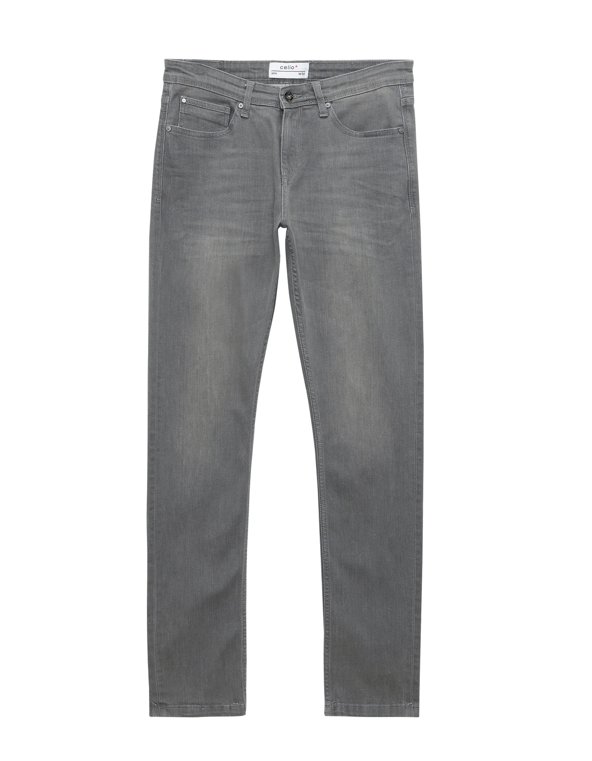 Slim Fit Poly Cotton Twill Jeans - Grey