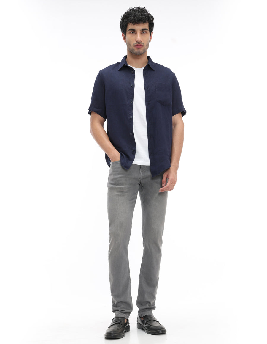 Slim Fit Poly Cotton Twill Jeans - Grey