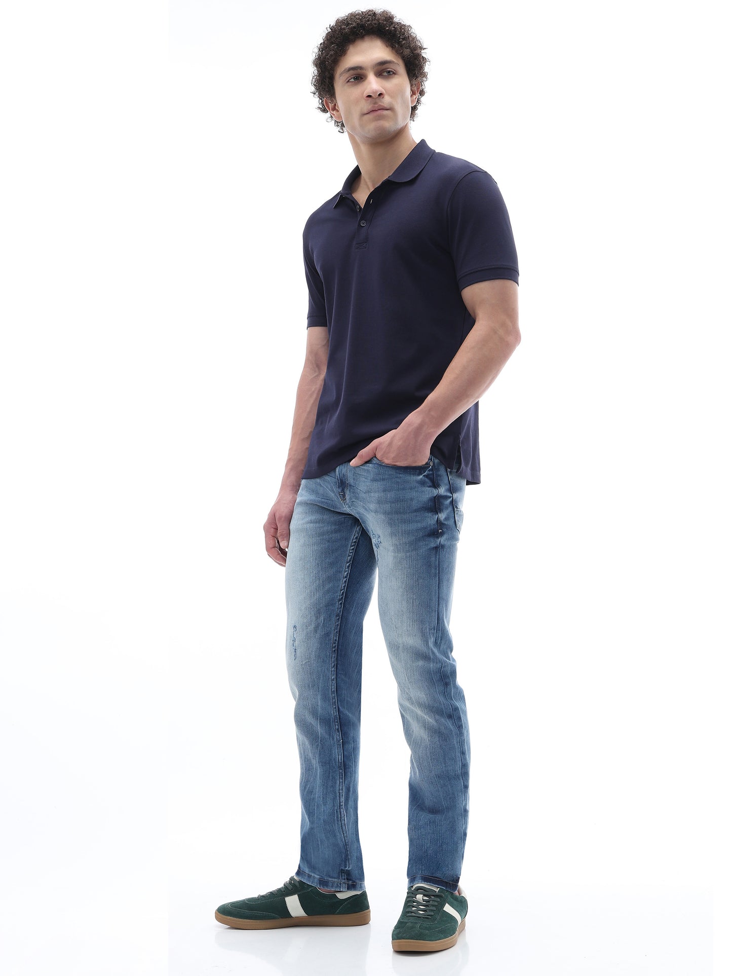 Celio Twill Slim Fit Cotton Poly Blend Blue Jeans