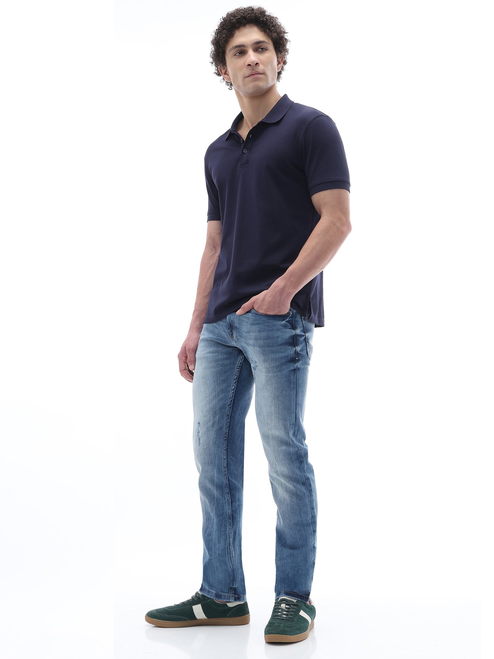 Celio Twill Slim Fit Cotton Poly Blend Blue Jeans