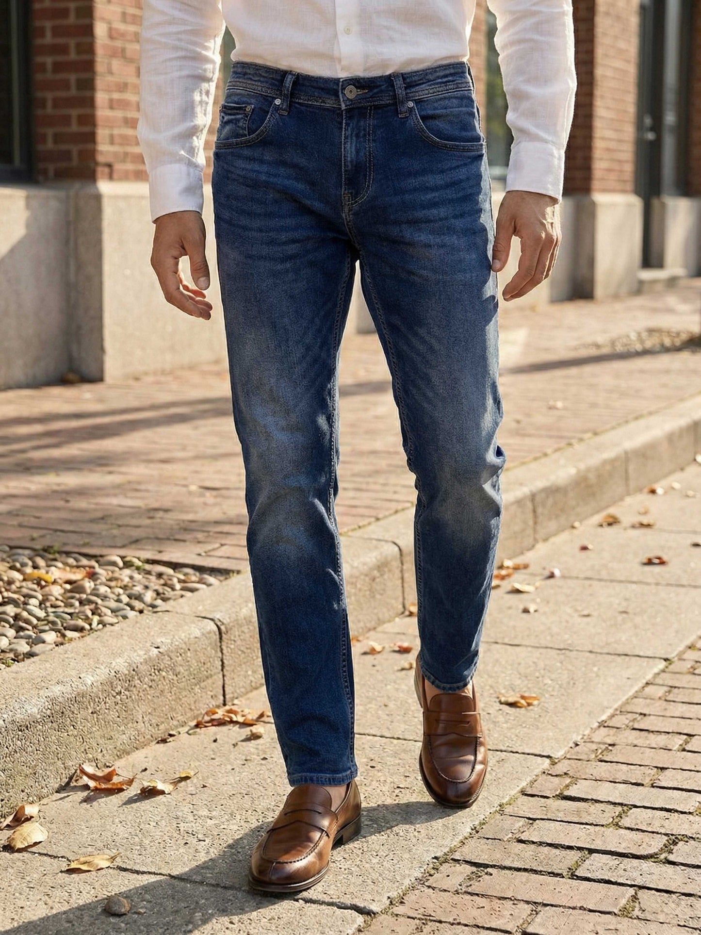 Celio* Men Blue Solid Straight Fit Cotton Jeans