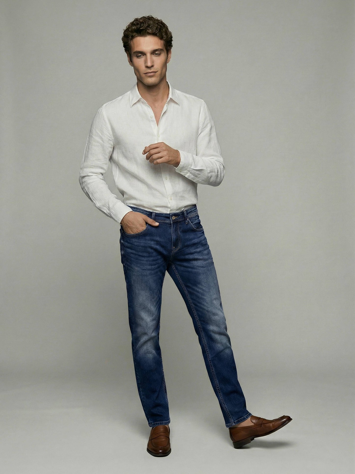 Celio* Men Blue Solid Straight Fit Cotton Jeans