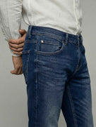 Celio* Blue Men Cotton Solid Straight Fit Jeans