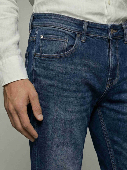 Celio* Men Blue Solid Straight Fit Cotton Jeans