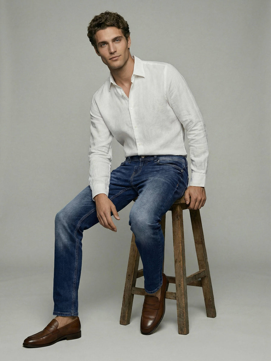 Celio* Blue Men Cotton Solid Straight Fit Jeans