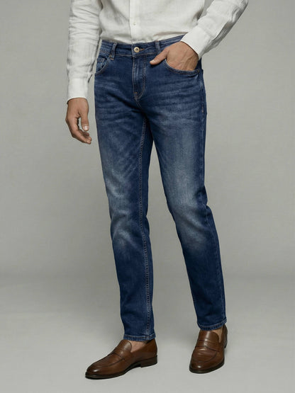 Celio* Men Blue Solid Straight Fit Cotton Jeans
