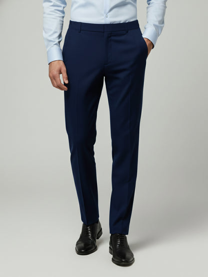 Celio* Men Blue Solid Straight Fit Polyester Trousers