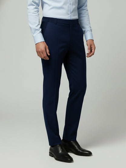 Celio* Men Blue Solid Straight Fit Polyester Trousers