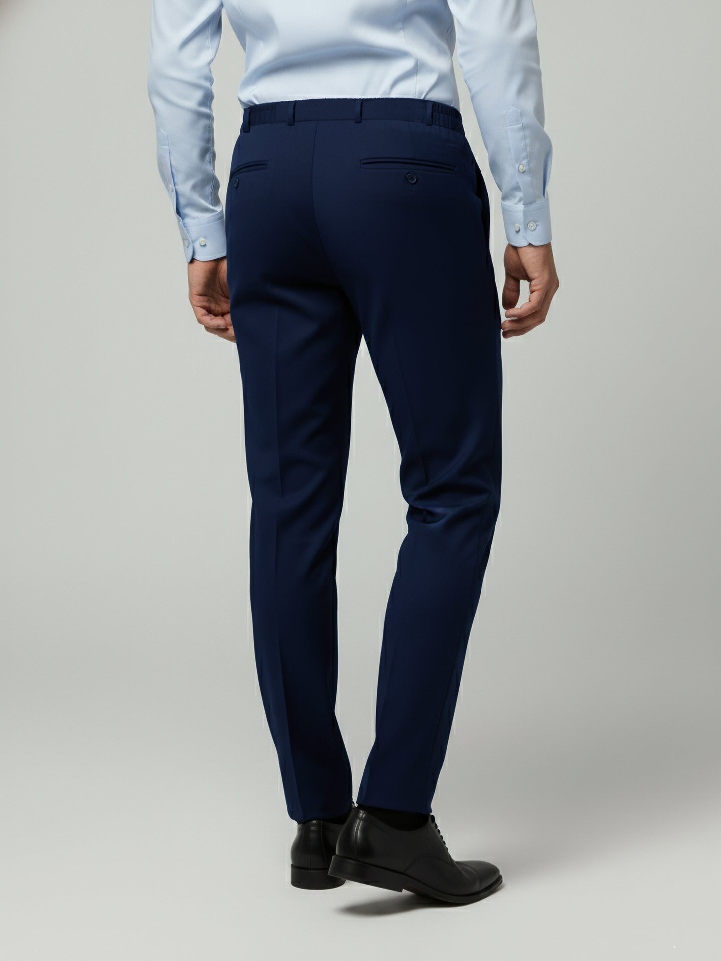 Celio* Men Blue Solid Straight Fit Polyester Trousers