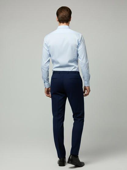 Celio* Men Blue Solid Straight Fit Polyester Trousers