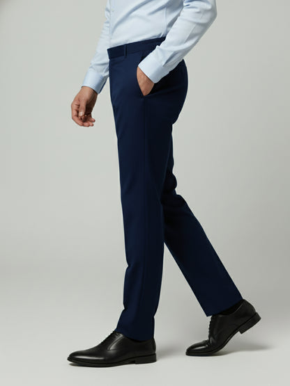 Celio* Men Blue Solid Straight Fit Polyester Trousers
