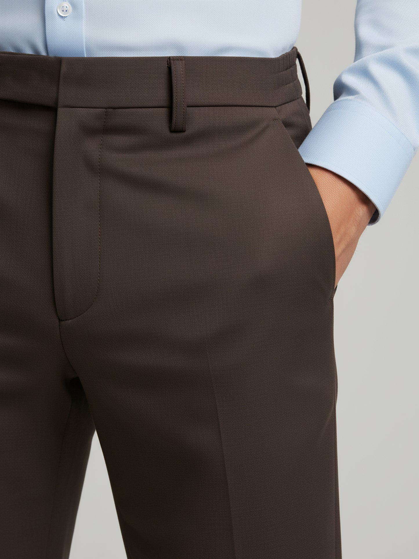 Celio* Men Brown Solid Straight Fit Polyester Trousers