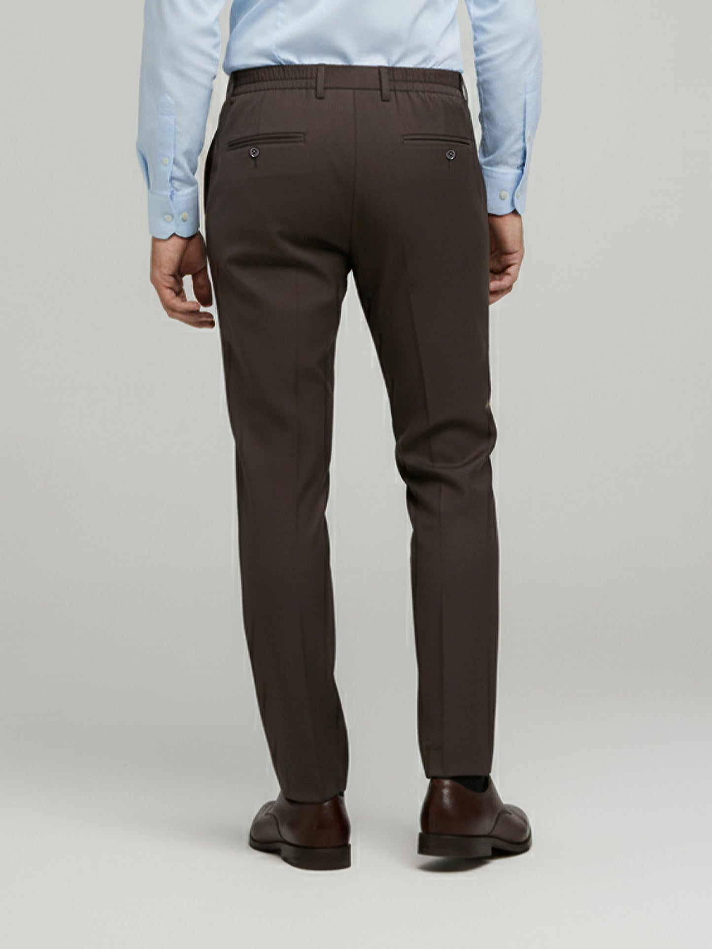 Celio* Men Brown Solid Straight Fit Polyester Trousers