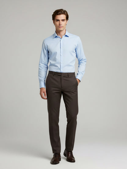 Celio* Men Brown Solid Straight Fit Polyester Trousers