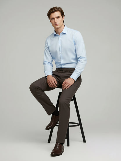 Celio* Men Brown Solid Straight Fit Polyester Trousers