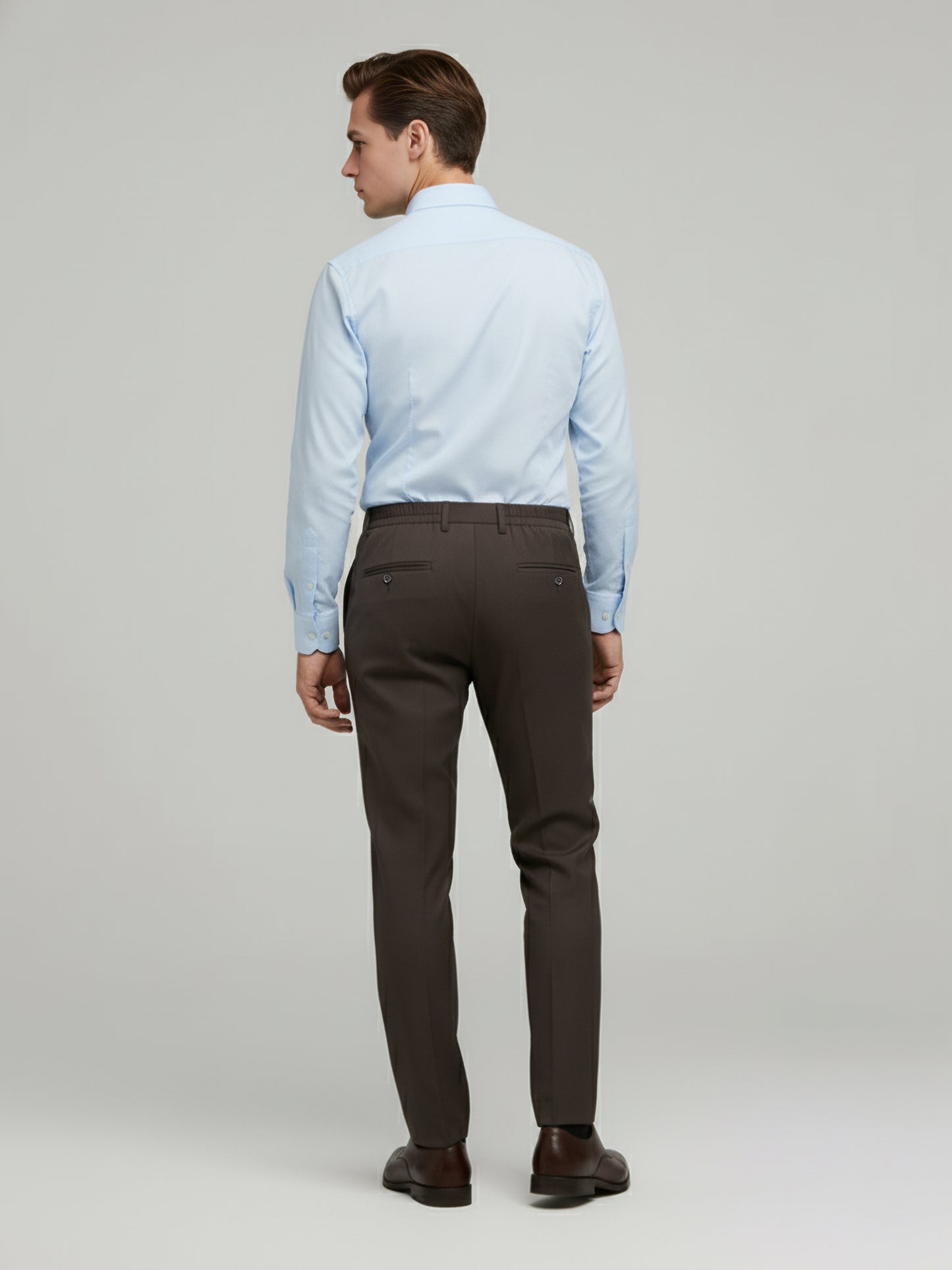 Celio* Men Brown Solid Straight Fit Polyester Trousers