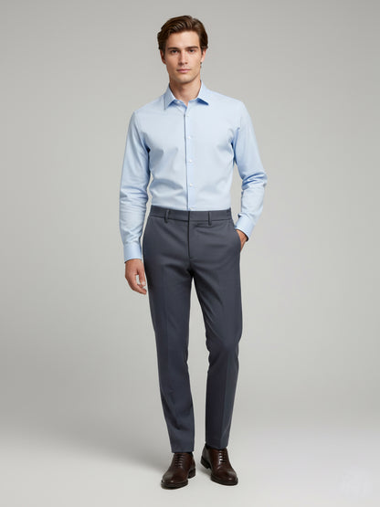 Celio* Men Grey Solid Straight Fit Polyester Trousers