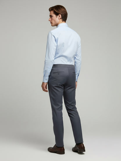 Celio* Men Grey Solid Straight Fit Polyester Trousers