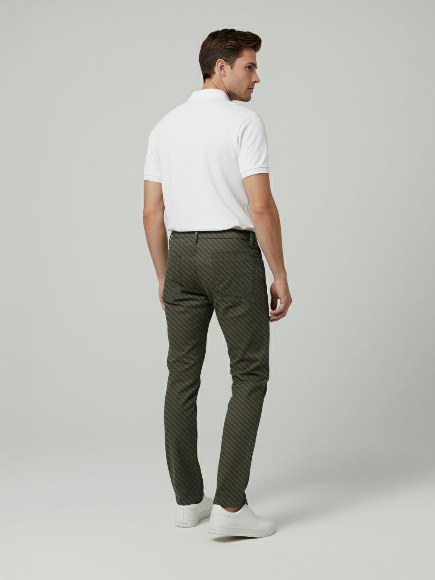 Celio* Men Olive Solid Loose Fit Cotton Trousers