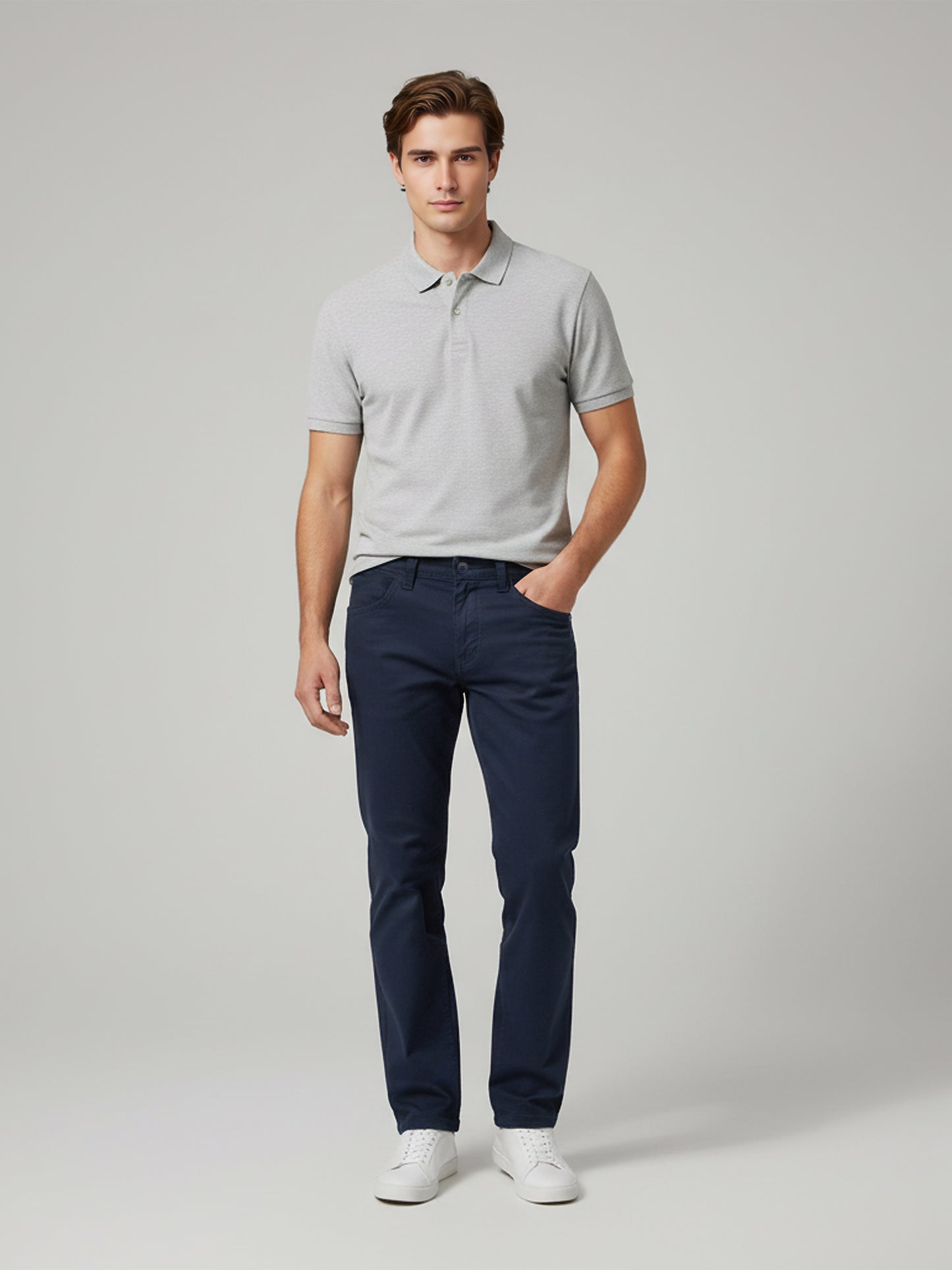 Celio* Men Blue Solid Loose Fit Cotton Trousers