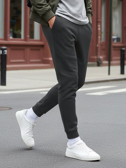 Celio Men Grey Solid Skinny Fit Cotton Trousers