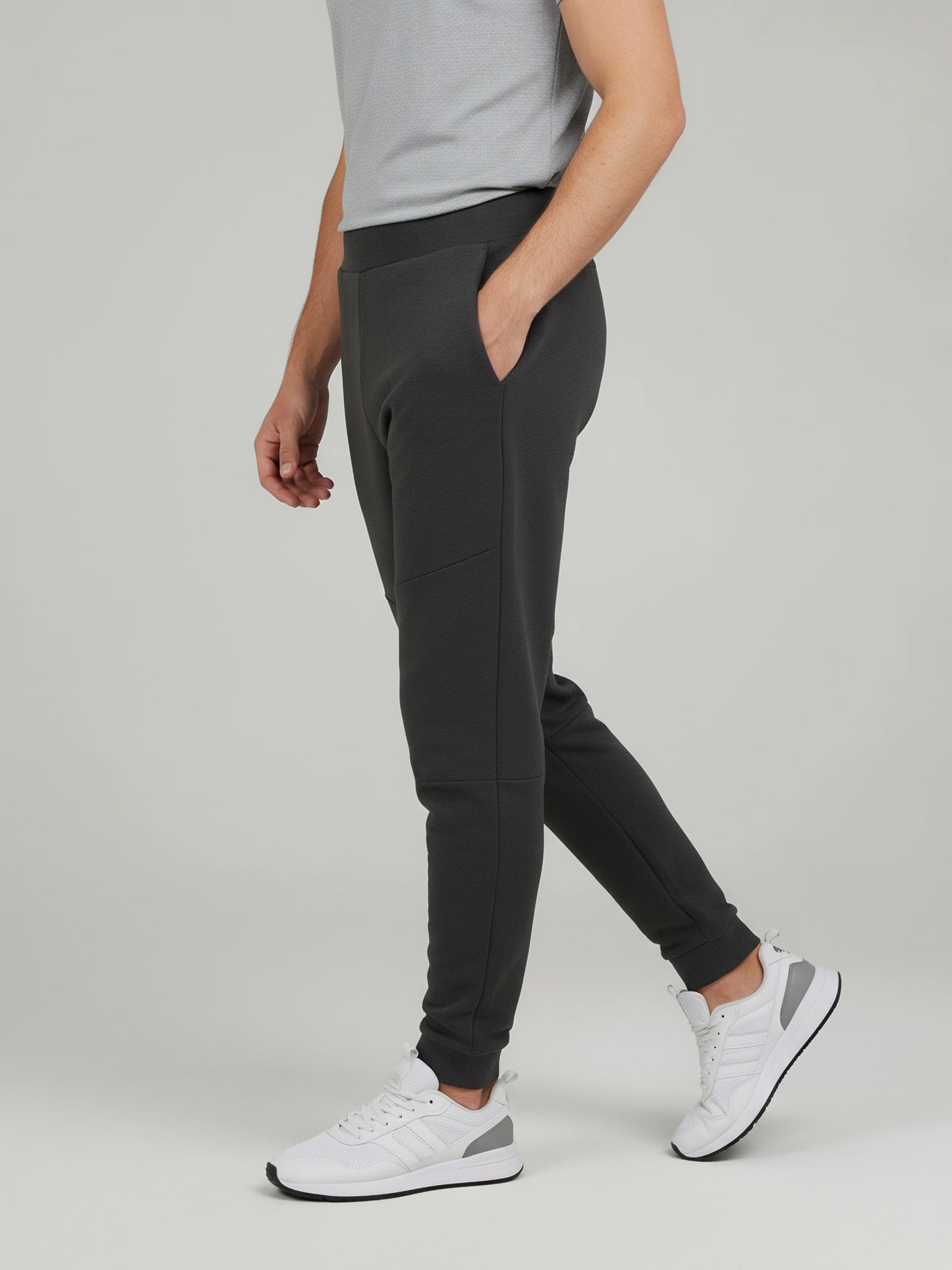 Celio Men Grey Solid Skinny Fit Cotton Trousers