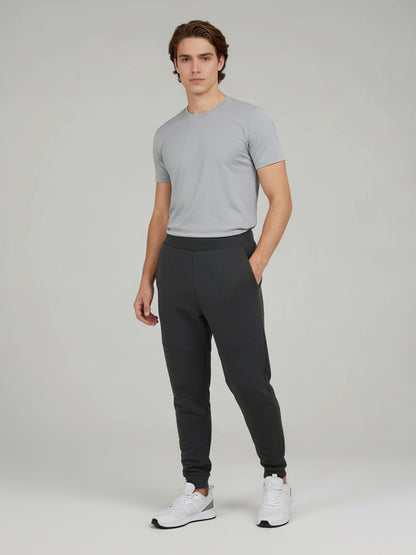 Celio Men Grey Solid Skinny Fit Cotton Trousers