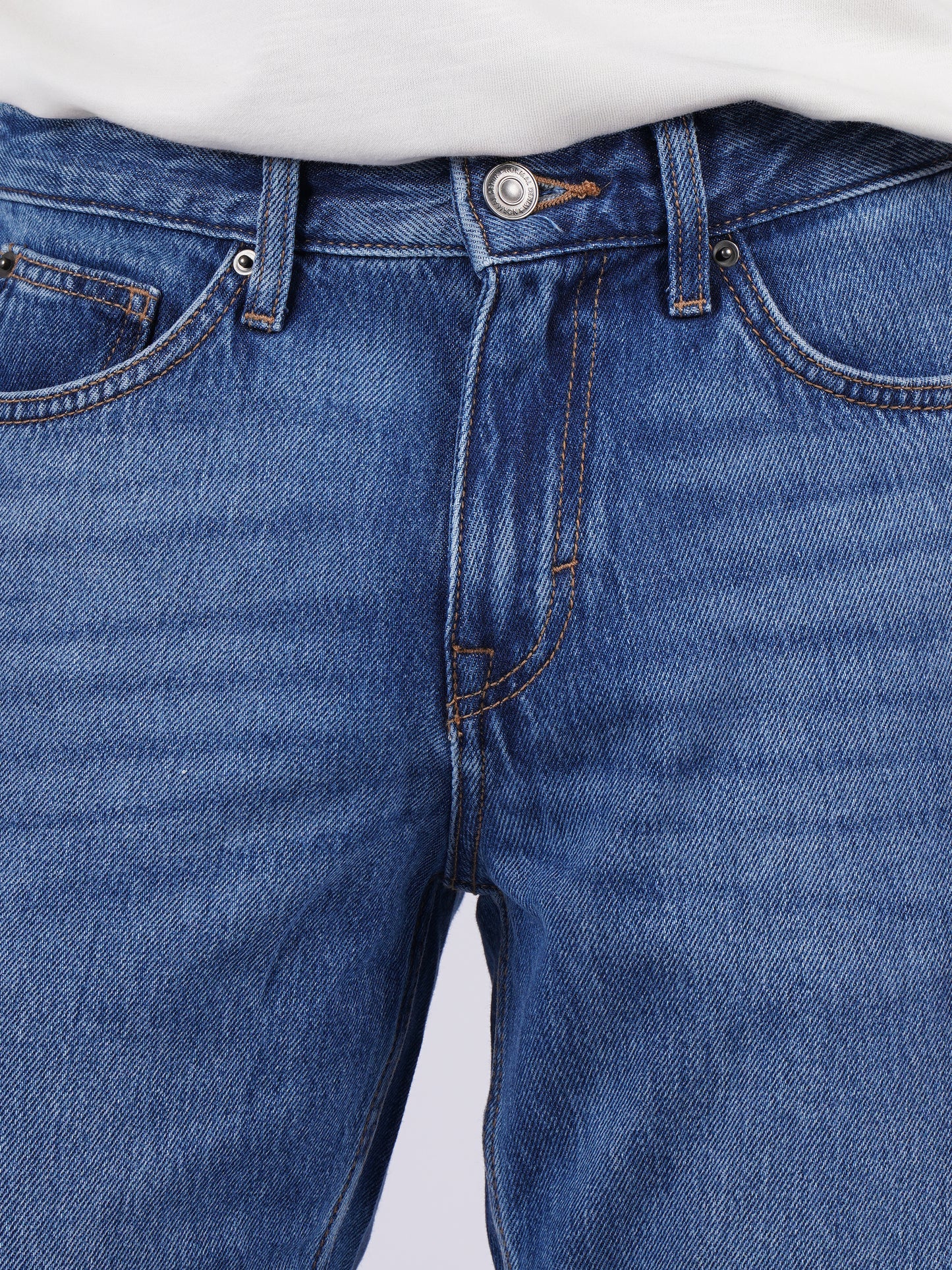 Celio* Men Blue Solid Straight Fit Cotton-Tencel-Blend Jeans