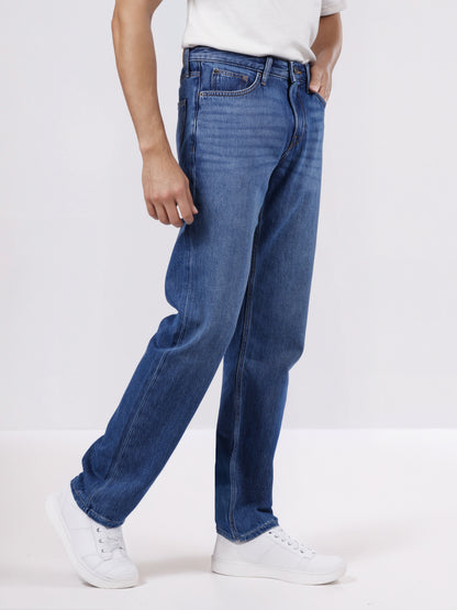 Celio* Men Blue Solid Straight Fit Cotton-Tencel-Blend Jeans