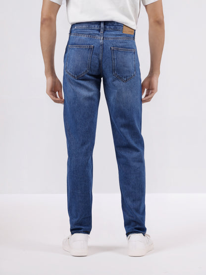 Celio* Men Blue Solid Straight Fit Cotton-Tencel-Blend Jeans