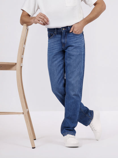 Celio* Men Blue Solid Straight Fit Cotton-Tencel-Blend Jeans