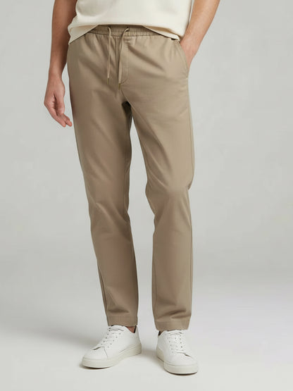 Celio Men  Beige Solid straight-fit Poly-Blend Trousers