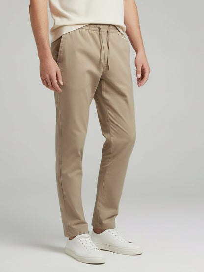 Celio Men  Beige Solid straight-fit Poly-Blend Trousers