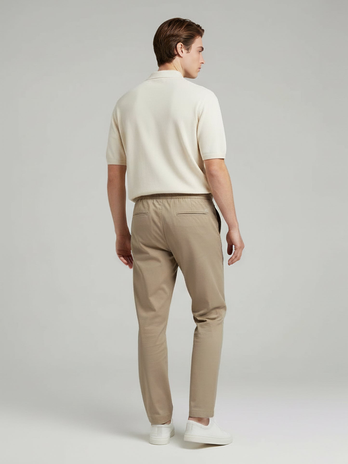 Celio Men  Beige Solid straight-fit Poly-Blend Trousers
