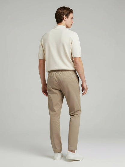 Celio Men  Beige Solid straight-fit Poly-Blend Trousers