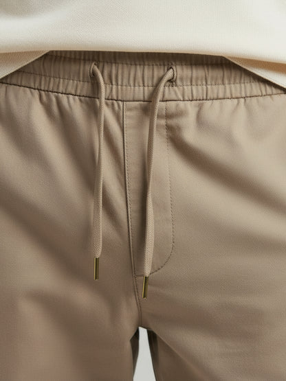 Celio Men  Beige Solid straight-fit Poly-Blend Trousers