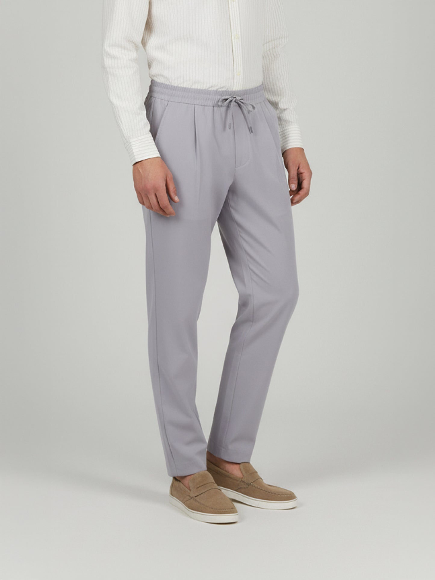Celio* Men Grey Solid Straight Fit Poly-Blend Trousers