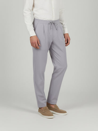 Celio* Men Grey Solid Straight Fit Poly-Blend Trousers